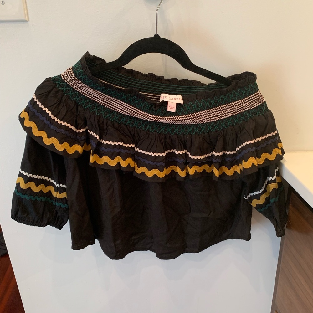 Cropped off the shoulder black top, small